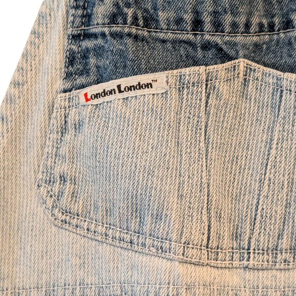 Vintage London London Womens Sz S Denim Two Tone Pinstriped One Piece Overalls - Picture 4 of 12